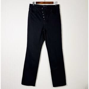 good american | straight leg black women's button fly jeans sz 10/30